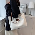 Miniatyrbillede 5 af 5: Stor PU læder håndtaske, egnet til pendling til undervisning, joker one-shoulder tote taske brown