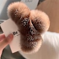 Miniatyrbild 2 av 5: Plysch hårklämma Elegant Solid Faux Fur Plysch Stora Hårklämmor Höst Vinter Lime Leopard