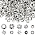 Miniatyrbilde 1 av 5: 1 Eske 400 stk 10 Stiler Tibetansk Sølv Spacer Perler 6mm Blomst Spacer Perle Bulk Antikk Legering Mini Metall Snøfnugg Charms Løse Perle Spacere for Smykker