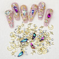 Miniatyrbild 3 av 5: 6 lådor metall nagelkonst nitar 3d nagelkonst Ab strass blandade naglar kristall nagelkonst pärlor smycken stjärna måne design nagelkonst dekoration tillbehör Sup