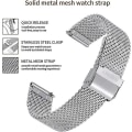 Miniatyrbild 3 av 4: Snabbkopplingsbart mesh-klockarmband i rostfritt stål, milanesisk mesh-rem för utbyte, enkelt att justera storlek på klockspännet (välj lämplig bredd)
