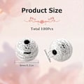 Miniatyrbilde 2 av 4: 1 Eske 100 STK 8mm Sølv Spacer Perler Små Runde Messing Perler Legering Teksturert Metall Skinnende Sømløse Små Rondelle Løse Spacer Perler for Smykkelaging B