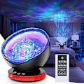 Miniatyrbillede 1 af 5: LED Projektorlampe, Ocean Waves Projektor med Fjernbetjening, Timer, 8 Farvetilstande, 6 Musiklyde, Sort