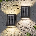 Miniatyrbillede 1 af 5: 2 Pak Solar Op Og Ned Væglamper Energibesparende Vandtæt Støvtæt, Varm Hvide Led Lys 8,6x7,5x12cm (Varm Hvid)