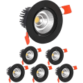 Pikkukuva 1 / 5: 6x LED-alasvalot, 5W, viileä valkoinen 6000K, Ra90, asennusaukko 60-80mm, (musta)