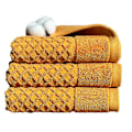Miniatyrbild 1 av 5: 100% bomulls handdukar i ringblomma, 3 mjuka handdukar för badrum, mycket absorberande (set om 3) Sweet orange