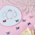 Miniatyrbild 4 av 5: 1 Ask 16 st Fjärilskopplingar Kristallfjärilsberlocker Färgglada Rhinestone Fjärils Pärlor Dubbla Slingor Fjärilsberlocker Koppling Kopplingar