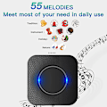 Miniatyrbillede 4 af 5: Trådløse dørklokker, 55 melodier, 5-niveau lydstyrke og, ip55 vandtæt, med 300 meter, LED-blink, plug-in-sort