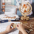 Miniatyrbild 5 av 5: 3D-träpussel för vuxna - Upplyst jordglob med stativ - 180 delar - 3D-pussel - Inbyggt LED-modellset - Hobbygåvor för vuxna/tonåringar - Heminredning