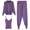 Miniatyrbild 1 av 5: 2021 vår outfit dammode tredelad kostym väst stickad kappa elastisk S Purple