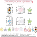 Miniatyrbillede 3 af 5: 100 stk. Blomster Charms Hjerte Stjerne Vedhæng Sommerfugl Charms 10 Stilarter Farverige Epoxy Resin Charms Søde Charms Sequin Vedhæng Chunk Charms til DIY Nøglering
