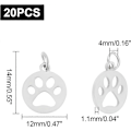Miniatyrbillede 2 af 5: 20 stk. Hundepoteaftryk Charm 14mm Flad Rund Rustfrit Stål Charm Vedhæng 4mm Hul Søde Kæledyrsprint Charms til Halskæde Smykkefremstilling