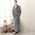 Miniatyrbild 1 av 9: 1 st par stil badrock, tjock långärmad lång badrock, supermjuk loungewear, lång rock för höst och vinter, badrumstillbehör XL grey