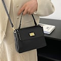 Pikkukuva 4 / 5: Retro Klassinen Kukkaro Clutch Laukku Pu Käsilaukku Piilotetulla Soljella Sopii Naisille. black