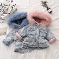 Pikkukuva 4 / 5: Lasten Denim Hupullinen Takki Lämmin Pitkähihainen Paksu Talvi Ulkoiluun 90cm B