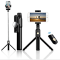 Pikkukuva 1 / 5: 360° kääntyvä Bluetooth Selfie-keppi, teleskooppinen puhelinpidikkeellä, 3-in-1 jalusta Monopod, langaton kaukosäädin