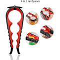 Miniatyrbild 5 av 5: Burköppnare för svaga händer eller seniorer med artrit, 4-i-1 multifunktionsburköppnare gripare flasköppnare Black-red