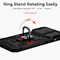 Pikkukuva 5 / 5: Armor-kotelo iPhone-jalustalle, jossa liukukameran suojus ja jalusta, sotilastason kestävä suojaus magneettipidikkeellä iPhone12PRO MAX -puhelimelle (musta)