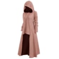 Miniatyrbillede 1 af 5: Dame Hætte High Low Drop Shoulder Lang Sweater Vintage Langærmet Fest XL Pink