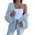 Miniatyrbillede 1 af 5: Dame Cardigan Sweater Ensfarvet Bluse Løs Langærmet Afslappet Frakke Plusstørrelse M C