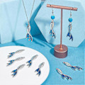 Miniatyrbillede 4 af 5: 1 ÆSKE 10 STK. Fiskehale Charms Havfrue Charms Bulk Sølv Hawaii Sommer Hav Ocean Dyr Legering Emalje Rhinestone Blå Fiskehale Charm til Smykkefremstilling