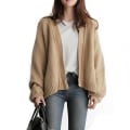 Miniatyrbillede 1 af 5: Dame Kort Cardigan Efterår Forår Langærmet Trøjer Toppe Mode Frakke Khaki