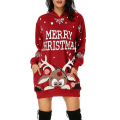 Miniatyrbild 1 av 5: Damjultröjor med julmotiv, lös passform, långärmad sweatshirt Red1 XL