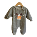 Miniatyrbillede 1 af 5: Juledragt Nyfødt Baby Dreng Pige Jule Romper Langærmet Hættetrøje Bodysuit Grey 2 80cm