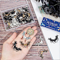 Miniatyrbild 3 av 5: 1 ASK 30 STK Svarta Bat-Kopplingsberlocker Hjärtberlocker Halloween Gotisk Vampyrvinge Dubbla Öglor Silver Brons Svart Länkberlock Bulk för Smyckestillverkning