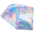 Miniatyrbilde 1 av 5: 50 stk. klare gyldne gjenlukkbare Mylar-poser, aluminiumsfolieposer, dobbeltsidig metallisk folie, flat ziplock 12x20cm