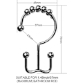 Miniatyrbild 5 av 5: 12-pack duschdraperikrokar, rostfria metalldubbelglidande duschdraperiringar för badrum duschdraperier - silver