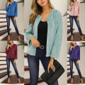Miniatyrbillede 2 af 5: Dame Plys Langærmet Cardigan Efterår Forår Casual Sweater Frakke Overtøj Ny L D