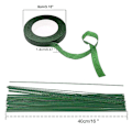 Miniatyrbilde 2 av 5: 3 Ruller Blomsterpapirtape Med 50 Stykker Blomsterstilk Wire 16 Tommer For Bukett Stilkomvikling Og Håndverk, Mørkegrønn