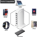 Miniatyrbild 5 av 5: Usb-laddningsstation, 30w 6-portars Usb-laddningshubb, Multi-port Usb-laddare med smart detektering, kompatibel med Iphone, Galaxy, Ipad Tablet och andra Usb