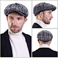 Miniatyrbillede 5 af 5: Herreternet sildebensmønstret kasket Beret Flat Cap