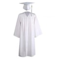 Miniatyrbillede 1 af 5: 2021 Voksen Graduation Gown Langærmet Universitets Akademisk Kjole Lynlås Lukning Plus Size Graduation Gown Robe Mortarboard-hat A White M