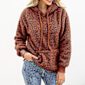 Miniatyrbillede 4 af 5: Dame Plys Sweater Frakke Snøre Hætte Sweater Lange Ærmer Casual Toppe Ny L C