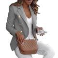 Miniatyrbillede 3 af 5: Elegant Slim Ensfarvet Dame Jakkesæt Toppe Kvinder Langærmet Casual Kort Frakke Til 4XL D