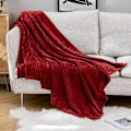 Miniatyrbillede 1 af 5: 150x200cm Bourgogne Plaid Tæppe Flanel Velvet Sofa Soveværelse Sofa Kan Bruges I 4 Sæsoner 1 Stykke Blød Fleece Pels Blød Og Varm Baby Tynd Gardin