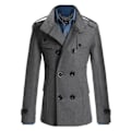 Miniatyrbillede 1 af 5: Herre Dobbeltradet Vinterjakke Vintage Mode Trenchcoat Ensfarvet XL Gray
