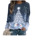 Miniatyrbillede 1 af 5: Juletrøje til Kvinder Crewneck Sjov Snemand Grafisk Sweatshirt Blue X