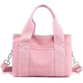 Miniatyrbillede 1 af 5: Canvas skuldertaske lille mulepose til kvinder afslappet tophåndtag taske flere lommer crossbody taske damer messenger taske pink