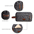 Miniatyrbild 3 av 5: Herr Resväska Toalettväska Med Dubbla Fack Canvas Läder Kosmetisk Makeup Organizer Rakning Dopp Kits - Svart