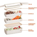 Miniatyrbild 4 av 5: Lunchlåda Lunchlåda Bento Lunchlåda Lunchlåda för barn och vuxna med 3 fack läckagesäker mikrovågsugn gjord av vete biologiskt nedbrytbar plastfri Bp Wheat