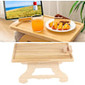 Miniatyrbillede 4 af 5: Armlænsbakke i træ med 360° roterende telefonholder, foldbar sofa, armlænsbakke, klemme, sofabord, til brede sofaer (firkant)