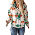 Miniatyrbilde 1 av 4: Fleecejakke for kvinner, Western Aztec-trykk, lange ermer, trykknapper, Shacket-jakker Green XL