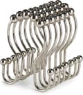 12-pack duschdraperikrokar Rostfritt stål Dubbel glidande Anti-fall krok (nickel)