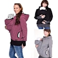 Miniatyrbilde 1 av 5: Hettegenser for gravide med kengurulomme for bæresele Grey 2XL