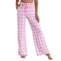 Miniatyrbillede 2 af 4: Dame Pyjamasbukser Stræk Lounge Bukser Ternede Pyjamasunderdele Pink M