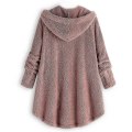 Miniatyrbilde 3 av 5: Vinterjakke for kvinner - varm, fluffy, med knapper, løs, hette, yttertøy 3XL C